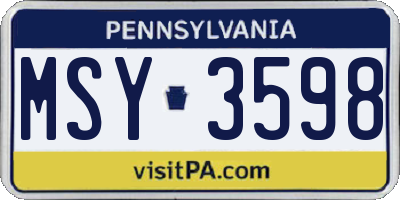 PA license plate MSY3598