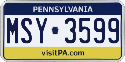 PA license plate MSY3599