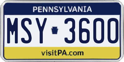 PA license plate MSY3600