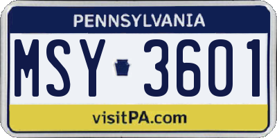 PA license plate MSY3601