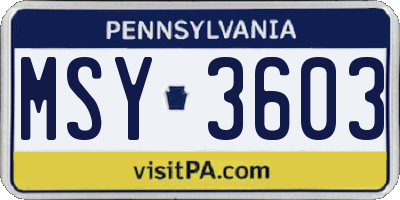 PA license plate MSY3603