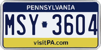PA license plate MSY3604