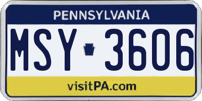 PA license plate MSY3606