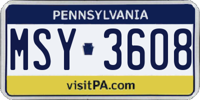 PA license plate MSY3608