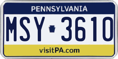 PA license plate MSY3610