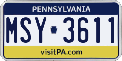 PA license plate MSY3611