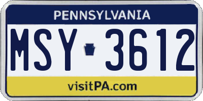 PA license plate MSY3612