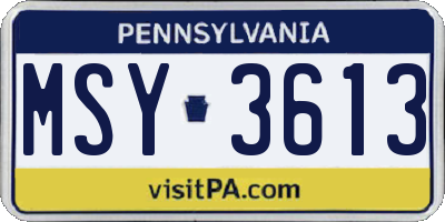 PA license plate MSY3613