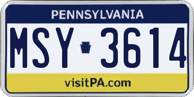 PA license plate MSY3614