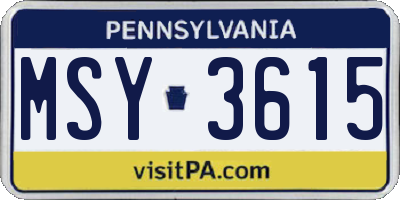 PA license plate MSY3615