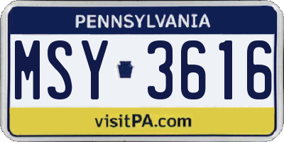 PA license plate MSY3616