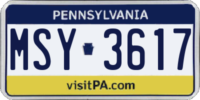 PA license plate MSY3617
