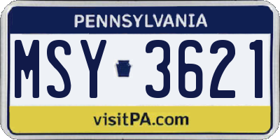 PA license plate MSY3621