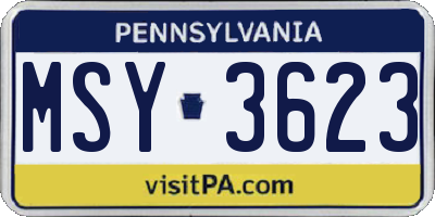 PA license plate MSY3623