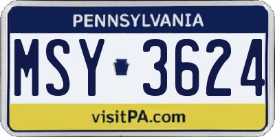 PA license plate MSY3624