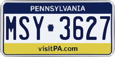 PA license plate MSY3627