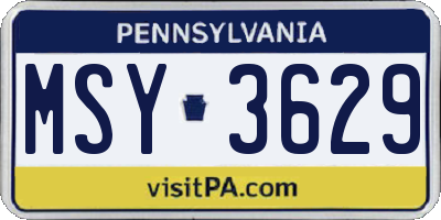 PA license plate MSY3629