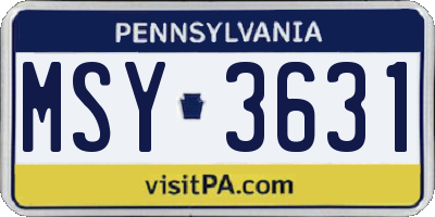PA license plate MSY3631