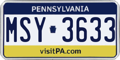 PA license plate MSY3633