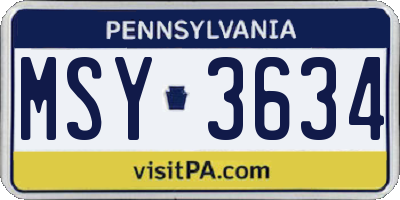 PA license plate MSY3634