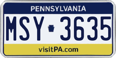 PA license plate MSY3635