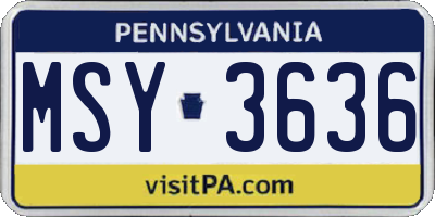 PA license plate MSY3636