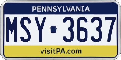 PA license plate MSY3637