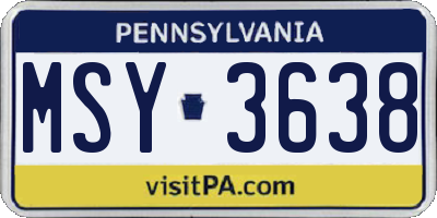 PA license plate MSY3638
