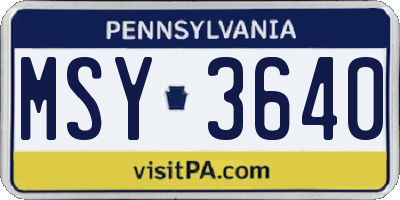 PA license plate MSY3640