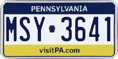 PA license plate MSY3641