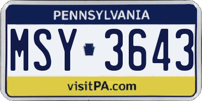 PA license plate MSY3643