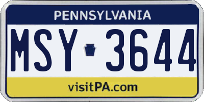 PA license plate MSY3644