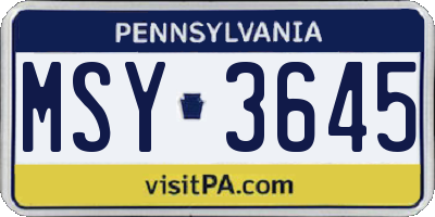 PA license plate MSY3645