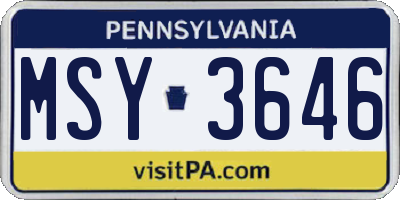PA license plate MSY3646