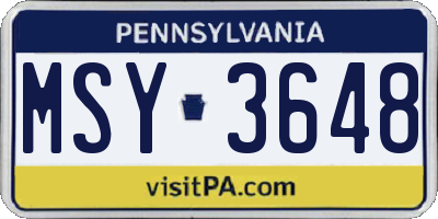 PA license plate MSY3648