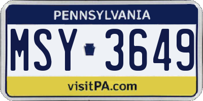 PA license plate MSY3649