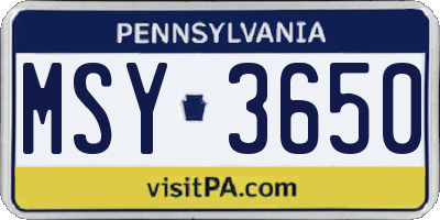 PA license plate MSY3650