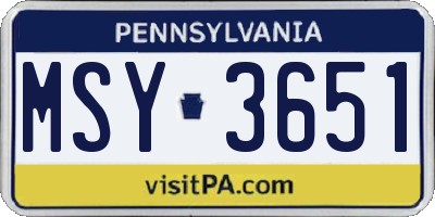 PA license plate MSY3651