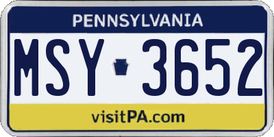 PA license plate MSY3652