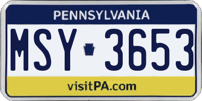 PA license plate MSY3653