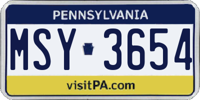 PA license plate MSY3654