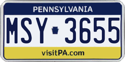PA license plate MSY3655