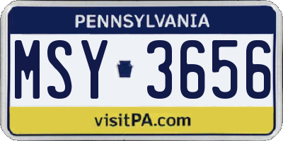 PA license plate MSY3656