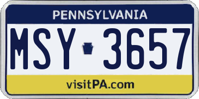 PA license plate MSY3657
