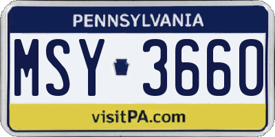 PA license plate MSY3660