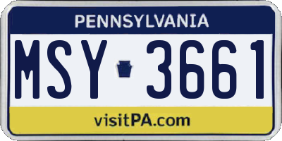 PA license plate MSY3661
