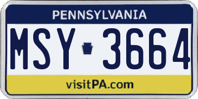 PA license plate MSY3664