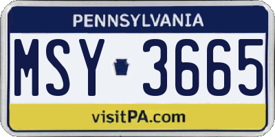 PA license plate MSY3665