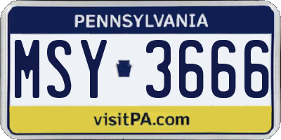 PA license plate MSY3666