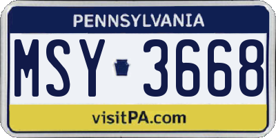 PA license plate MSY3668